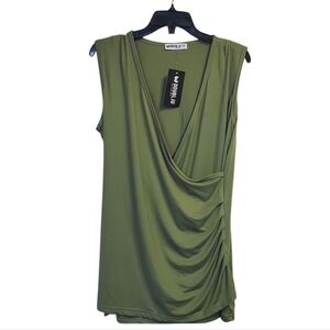 NWT W DOUBLJU Women's Olive Green Sleeveless Top Size 1X